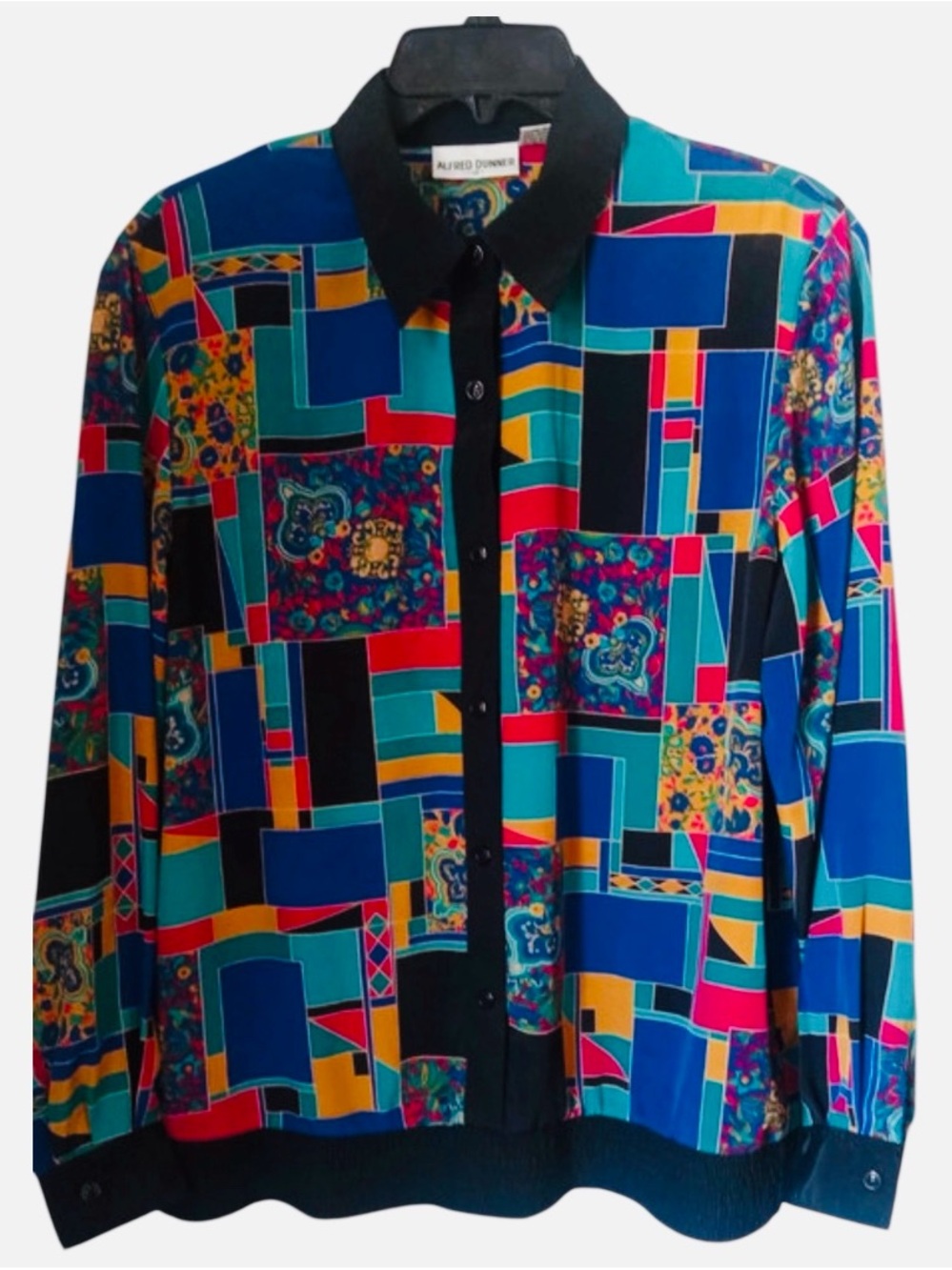 VTG Alfred Dunner Windbreaker Geometric Color Block Paisley Retro 90s Y2k Size12